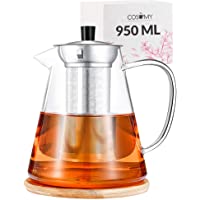 Los mejores  - Tetera de Cristal con Infusor de Acero Inoxidable y Posavasos - 950 ml - Apta para Lavavajillas - Resistente al Calor